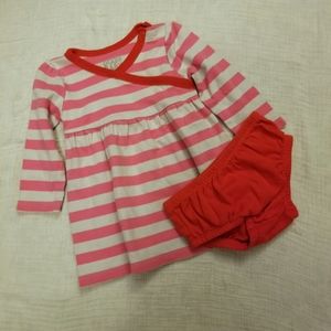 10/$25 Giggle Baby Red Pink Grey Striped Dress